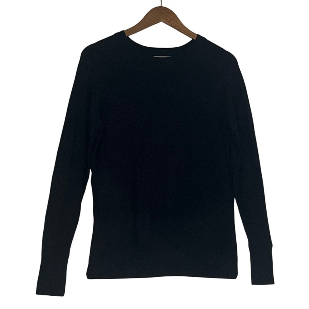 ATHLETA Black Wrap Front Long Sleeve Top S‎ Modal Spandex Retro-Chic